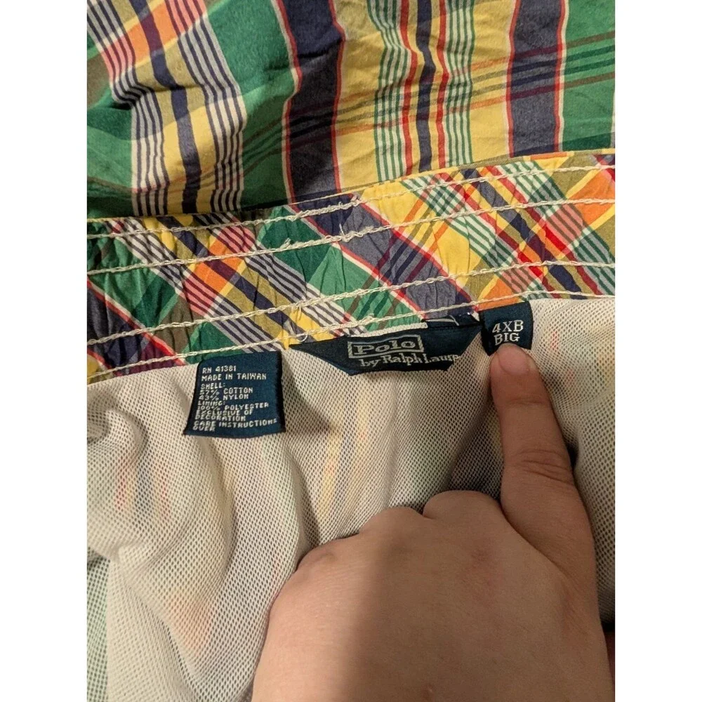 Polo Ralph Lauren Swim Shorts (Bathing Suit)! 3XB Yellow Plaid Slimmer Fit
